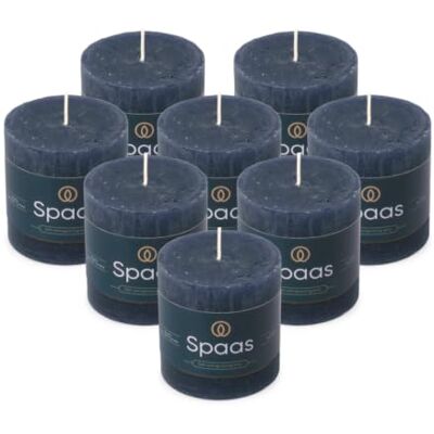 Spaas 8x Rustykalna świeca filarowa 70/70 mm 25h ciemnoniebieska Spaas 8x Rustykalna świeca filarowa 70/70 mm 25h ciemnoniebieska