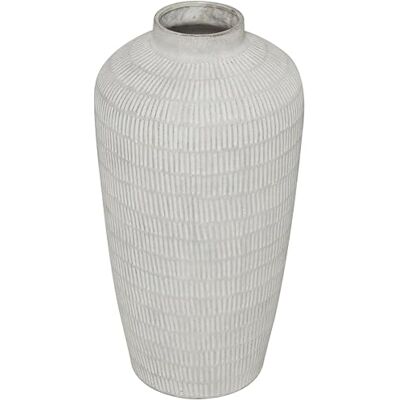 Deco 79 Ceramiczny teksturowany wazon z liniowym wzorem, 30,5 cm x 30,5 cm x 58,4 cm, kremowy Deco 79 Ceramiczny teksturowany wazon z liniowym wzorem, 30,5 cm x 30,5 cm x 58,4 cm, kremowy