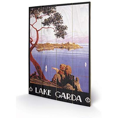 Piddix Jezioro Garda drewniana sztuka ścienna, wielokolorowa, 40 x 59 cm Piddix Jezioro Garda drewniana sztuka ścienna, wielokolorowa, 40 x 59 cm