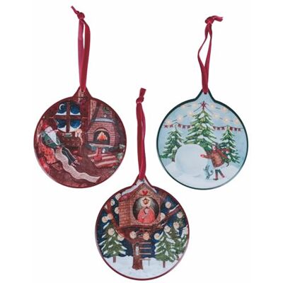 Tivoli Zestaw 6 sztuk, małe płytki dekoracyjne, uniwersalne ceramiczne płytki na Boże Narodzenie, korek, Xmas Vintage Tivoli Zestaw 6 sztuk, małe płytki dekoracyjne, uniwersalne ceramiczne płytki na Boże Narodzenie, korek, Xmas Vintage