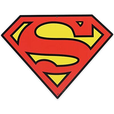 Open Road Brands DC Comics Superman metalowy znak z logo zabawna sztuka ścienna Superman do męskiej jaskini, sypialni lub pokoju filmowego Open Road Brands DC Comics Superman metalowy znak z logo zabawna sztuka ścienna Superman do męskiej jaskini, sypialni lub pokoju filmowego