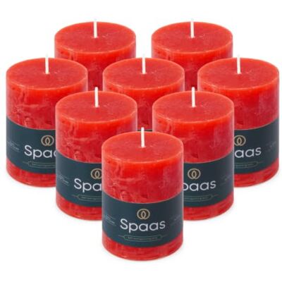 Spaas 8x Rustykalna świeca filarowa 70/95 mm 35h czerwona Spaas 8x Rustykalna świeca filarowa 70/95 mm 35h czerwona