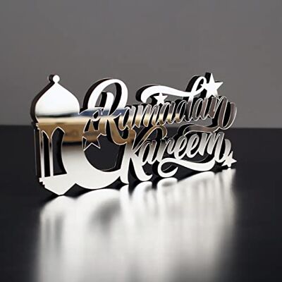 iwa concept Drewniane akrylowe islamskie dekoracje stołowe dekoracja Ramadan Kareem i Eid Mubarak islamskie muzułmańskie prezenty dekoracja Ramadan Eid (Ramadan Kareem-4, srebrny) iwa concept Drewniane akrylowe islamskie dekoracje stołowe dekoracja Ramadan Kareem i Eid Mubarak islamskie muzułmańskie prezenty dekoracja Ramadan Eid (Ramadan Kareem-4, srebrny)