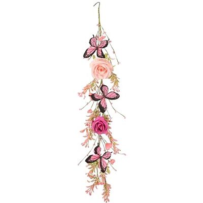 Flair Flower Wisząca girlanda ze sztucznych kwiatów z różami i motylami, 80 cm, pnącze, kwiaty, girlanda kwiatowa, sztuczne jedwabne kwiaty, winorośl, na wesele, imprezę, do ogrodu, na urodziny, dekoracja Flair Flower Wisząca girlanda ze sztucznych kwiatów z różami i motylami, 80 cm, pnącze, kwiaty, girlanda kwiatowa, sztuczne jedwabne kwiaty, winorośl, na wesele, imprezę, do ogrodu, na urodziny, dekoracja