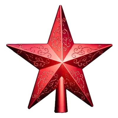 HEITMANN DECO Czubek na choinkę z tworzywa sztucznego, nowoczesna gwiazda na czubek choinki, czerwona z brokatem HEITMANN DECO Czubek na choinkę z tworzywa sztucznego, nowoczesna gwiazda na czubek choinki, czerwona z brokatem