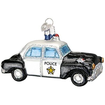 Old World Christmas Ornaments: Police Officer Gifts Glass Blown Ornaments for Christmas Tree, Police Car Old World Christmas Ornaments: Police Officer Gifts Glass Blown Ornaments for Christmas Tree, Police Car