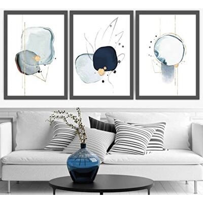 ARTZE Wall Art Abstrakcyjne zimowe nastrojowe wydruki artystyczne, 40 cm szerokości x 50 cm wysokości, granatowe złoto ARTZE Wall Art Abstrakcyjne zimowe nastrojowe wydruki artystyczne, 40 cm szerokości x 50 cm wysokości, granatowe złoto