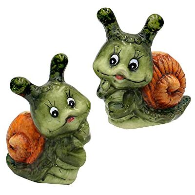 Dekohelden24 Ceramiczny ślimak/ślimak dekoracyjny, zestaw 2 sztuk, dekoracja ogrodowa, wymiary ok. 8,3 x 4,6 x 8,3 cm, zielony Dekohelden24 Ceramiczny ślimak/ślimak dekoracyjny, zestaw 2 sztuk, dekoracja ogrodowa, wymiary ok. 8,3 x 4,6 x 8,3 cm, zielony