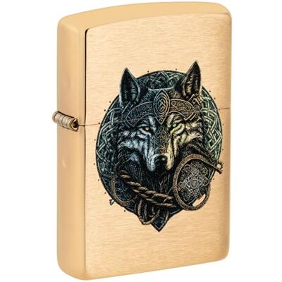 Zippo Wolf Warrior Zapalniczka Sztormowa, Kolorowy Nadruk, do Napełniania, Wielokrotnego Użytku, Wiatroodporna Konstrukcja, Pudełko na Prezent, Wykonano w USA, Szczotkowany Mosiądz (Brushed Brass) Zippo Wolf Warrior Zapalniczka Sztormowa, Kolorowy Nadruk, do Napełniania, Wielokrotnego Użytku, Wiatroodporna Konstrukcja, Pudełko na Prezent, Wykonano w USA, Szczotkowany Mosiądz (Brushed Brass)