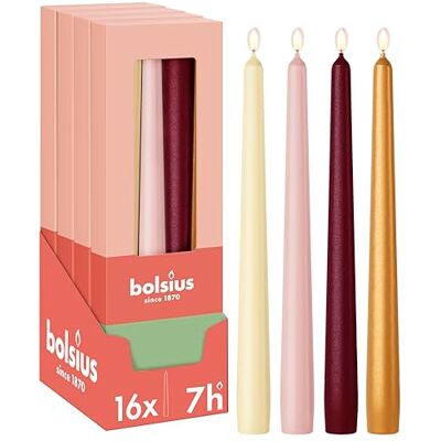 bolsius Gładkie Świece Stożkowe – Zestaw 16 sztuk – Haptic Luxury – Dekoracyjne świece do domu – Długi czas palenia – Bezzapachowe – Naturalny wosk roślinny – Bez oleju palmowego bolsius Gładkie Świece Stożkowe – Zestaw 16 sztuk – Haptic Luxury – Dekoracyjne świece do domu – Długi czas palenia – Bezzapachowe – Naturalny wosk roślinny – Bez oleju palmowego