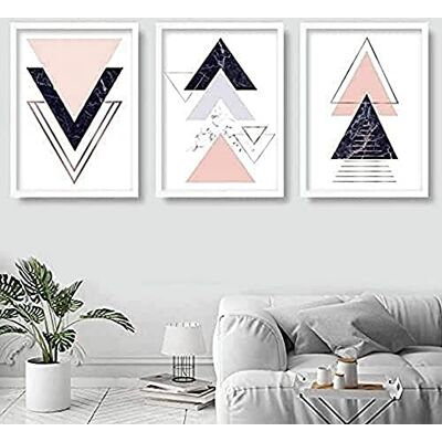 ARTZE Wall Art Geometryczne abstrakcyjne trójkąty wzór sztuka wydruki 3-częściowy zestaw, 30 cm szerokości x 40 cm wysokości, granatowy/różowo-różowy ARTZE Wall Art Geometryczne abstrakcyjne trójkąty wzór sztuka wydruki 3-częściowy zestaw, 30 cm szerokości x 40 cm wysokości, granatowy/różowo-różowy