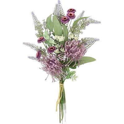 Flair Flower Bukiet sztucznych kwiatów Protea, cynie, lawenda, 50 cm, bukiet kwiatów, jedwabne kwiaty, dekoracja stołu, ozdoba na grób Flair Flower Bukiet sztucznych kwiatów Protea, cynie, lawenda, 50 cm, bukiet kwiatów, jedwabne kwiaty, dekoracja stołu, ozdoba na grób