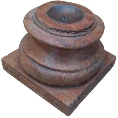 AlexandreHouse Świecznik De Madera Acabado Artesanal Marron_ AlexandreHouse Świecznik De Madera Acabado Artesanal Marron_