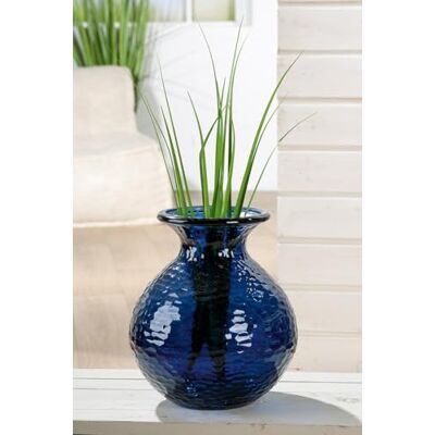 GILDE Wazon Pietro ze szkła, ciemnoniebieski, strukturalny, bulwiasty kształt, wysokość 33 cm, średnica 29 cm, dekoracja akcesoria do domu prezent kwiaty dekoracja GILDE Wazon Pietro ze szkła, ciemnoniebieski, strukturalny, bulwiasty kształt, wysokość 33 cm, średnica 29 cm, dekoracja akcesoria do domu prezent kwiaty dekoracja