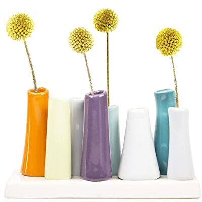 Chive Wielokomorowy wazon na kwiaty "Pooley 2" — uroczy, piękny ceramiczny wazon na kwiaty i rośliny domowe — pomarańczowy, turkusowy i fioletowy Chive Wielokomorowy wazon na kwiaty "Pooley 2" — uroczy, piękny ceramiczny wazon na kwiaty i rośliny domowe — pomarańczowy, turkusowy i fioletowy