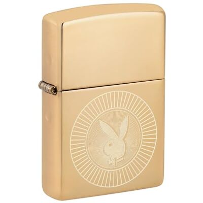 Zippo Zapalniczka Sztormowa Playboy, High Polish Brass, Laser Fancy Fill, Wielokrotnego Użytku, Wiatroodporna Konstrukcja, Pudełko na Prezent, Wyprodukowana w USA Zippo Zapalniczka Sztormowa Playboy, High Polish Brass, Laser Fancy Fill, Wielokrotnego Użytku, Wiatroodporna Konstrukcja, Pudełko na Prezent, Wyprodukowana w USA
