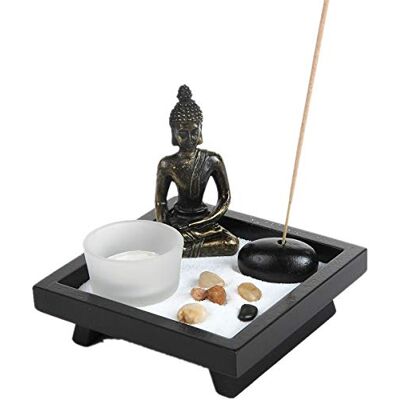 London Boutique Tajski siedzący Budda ozdoba statuetka świeczniki kamień naturalny rattanowe kadzidło zestaw upominkowy siedzący Budda HD38) London Boutique Tajski siedzący Budda ozdoba statuetka świeczniki kamień naturalny rattanowe kadzidło zestaw upominkowy siedzący Budda HD38)