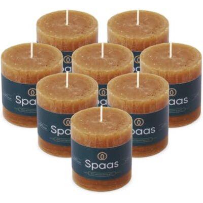 Spaas 8x Rustykalna świeca filarowa 70/70 mm 25h karmelowa Spaas 8x Rustykalna świeca filarowa 70/70 mm 25h karmelowa
