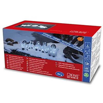 Konstsmide 6266-203 akrylowe pingwiny dziecięce, zestaw 5 sztuk, 40 diod w kolorze zimnej bieli, transformator zewnętrzny 24 V, biały kabel Konstsmide 6266-203 akrylowe pingwiny dziecięce, zestaw 5 sztuk, 40 diod w kolorze zimnej bieli, transformator zewnętrzny 24 V, biały kabel