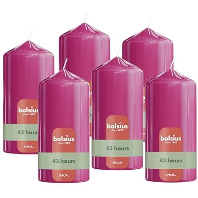 bolsius Gładka świeca pieńkowa – fuksja – 13 cm – 6 sztuk – świece dekoracyjne – zawierają naturalny wosk roślinny – bez oleju palmowego bolsius Gładka świeca pieńkowa – fuksja – 13 cm – 6 sztuk – świece dekoracyjne – zawierają naturalny wosk roślinny – bez oleju palmowego
