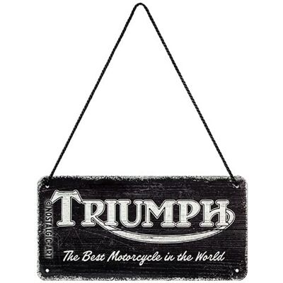 ART Retro zawieszka z blachy, 10 x 20 cm, Triumph – Logo Black Wood – Pomysł na prezent dla motocyklistów, Official License Product (OLP), z metalu, Styl vintage ART Retro zawieszka z blachy, 10 x 20 cm, Triumph – Logo Black Wood – Pomysł na prezent dla motocyklistów, Official License Product (OLP), z metalu, Styl vintage