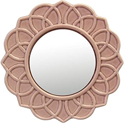 Stonebriar Dekoracyjne lustro ścienne 23 cm, jasnoróżowe, okrągłe, kwiatowe, ceramiczne, akcentujące lustro ścienne z dołączoną pętlą do zawieszenia, dekoracyjna dekoracja do salonu, sypialni, Stonebriar Dekoracyjne lustro ścienne 23 cm, jasnoróżowe, okrągłe, kwiatowe, ceramiczne, akcentujące lustro ścienne z dołączoną pętlą do zawieszenia, dekoracyjna dekoracja do salonu, sypialni,
