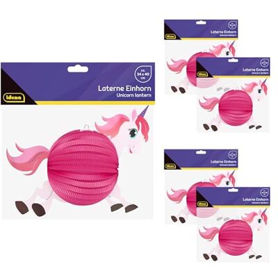 Idena 90434 Lampion jednorożec, 5 sztuk po ok. 34 x 40 cm, różowe papierowe lampiony z motywem 3D, lampiony dla dzieci na Dzień Świętego Marcina i Festiwal Świateł Idena 90434 Lampion jednorożec, 5 sztuk po ok. 34 x 40 cm, różowe papierowe lampiony z motywem 3D, lampiony dla dzieci na Dzień Świętego Marcina i Festiwal Świateł