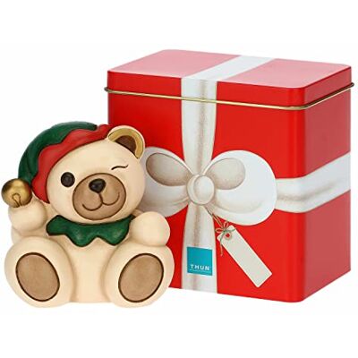THUN Boże Narodzenie 2022 Soprammobile Teddy Elf z ceramiki ręcznie zdobione pomysł na prezent świąteczny 2022 z pudełkiem z puszki 10x7.5x11.5 cm h THUN Boże Narodzenie 2022 Soprammobile Teddy Elf z ceramiki ręcznie zdobione pomysł na prezent świąteczny 2022 z pudełkiem z puszki 10x7.5x11.5 cm h