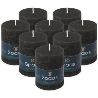 Spaas 8x Rustykalna świeca filarowa 70/95 mm 35h czarna Spaas 8x Rustykalna świeca filarowa 70/95 mm 35h czarna