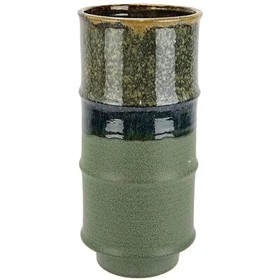 Flair Flower Wazon na kwiaty z ceramiki, ryflowany, cylindryczny, zielony, szary, brązowy, matowy, błyszczący, wazon ceramiczny, wazon dekoracyjny na kwiaty, trawę pampasową, suszone kwiaty, gałązki, sztuczne Flair Flower Wazon na kwiaty z ceramiki, ryflowany, cylindryczny, zielony, szary, brązowy, matowy, błyszczący, wazon ceramiczny, wazon dekoracyjny na kwiaty, trawę pampasową, suszone kwiaty, gałązki, sztuczne