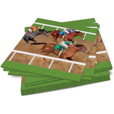 Beistle Serwetki obiadowe Horse Racing, wielokolorowe Beistle Serwetki obiadowe Horse Racing, wielokolorowe