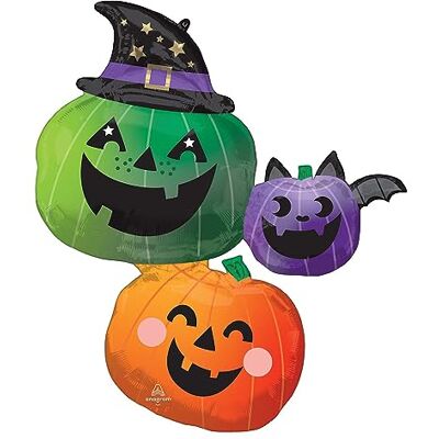 amscan 4482175 SuperShape Fun & Spooky dynia balon foliowy P35 zapakowany 73 cm x 83 cm, wielokolorowy amscan 4482175 SuperShape Fun & Spooky dynia balon foliowy P35 zapakowany 73 cm x 83 cm, wielokolorowy