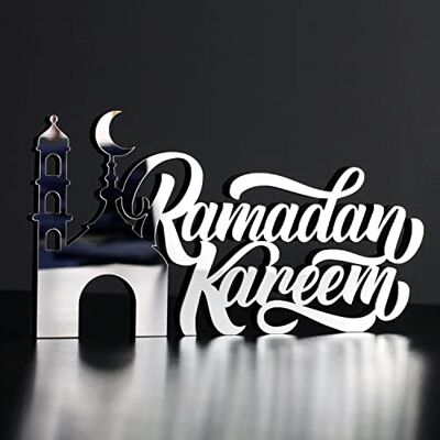 iwa concept Drewniane akrylowe islamskie dekoracje stołowe dekoracja Ramadan Kareem i Eid Mubarak Islamskie muzułmańskie prezenty dekoracja Ramadan Eid (Ramadan Kareem-3, srebrny) iwa concept Drewniane akrylowe islamskie dekoracje stołowe dekoracja Ramadan Kareem i Eid Mubarak Islamskie muzułmańskie prezenty dekoracja Ramadan Eid (Ramadan Kareem-3, srebrny)