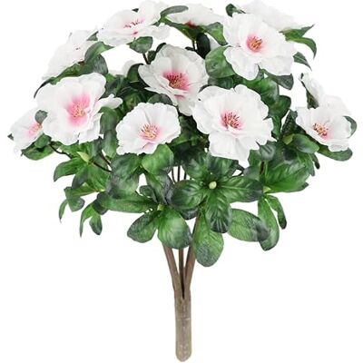 Flair Flower Sztuczny bukiet azalii, sztuczne jedwabne kwiaty, sztuczne kwiaty, dekoracyjne kwiaty, bukiet, mały bukiet kwiatów, na wesele, do domu, dekoracja stołu, biały/różowy Flair Flower Sztuczny bukiet azalii, sztuczne jedwabne kwiaty, sztuczne kwiaty, dekoracyjne kwiaty, bukiet, mały bukiet kwiatów, na wesele, do domu, dekoracja stołu, biały/różowy