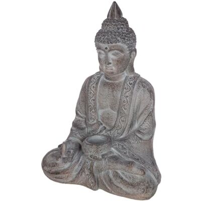 GILDE Figurka Buddy świecznik z magnezji szary wycierana powierzchnia wysokość 67 cm x szerokość 46 cm dekoracja ogrodowa GILDE Figurka Buddy świecznik z magnezji szary wycierana powierzchnia wysokość 67 cm x szerokość 46 cm dekoracja ogrodowa