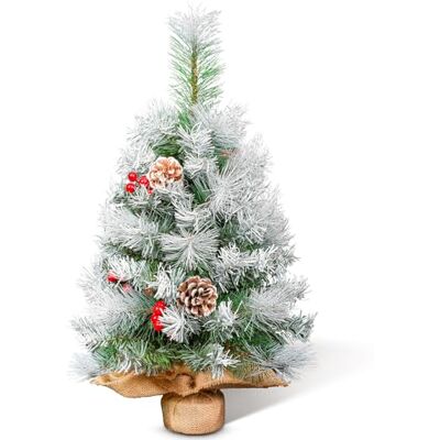 AGM Mini choinka 60 cm, matowa choinka stołowa z czerwonymi jagodami i szyszkami, na Boże Narodzenie, do domu, kuchni, jadalni, dekoracja stołu AGM Mini choinka 60 cm, matowa choinka stołowa z czerwonymi jagodami i szyszkami, na Boże Narodzenie, do domu, kuchni, jadalni, dekoracja stołu