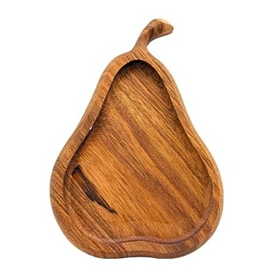 Dekohelden24 Drewniana misa dekoracyjna jako gruszka w kolorze naturalnym, wymiary dł./szer./wys. 19 x 13 x 2,5 cm Dekohelden24 Drewniana misa dekoracyjna jako gruszka w kolorze naturalnym, wymiary dł./szer./wys. 19 x 13 x 2,5 cm
