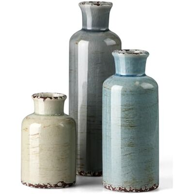 CwlwGO - Ceramic Vase 3 Piece Set, Small Flower vases for Home Decoration, Modern Farmhouse Decoration, Living Room,Table Shelf, Centerpieces, Fireplace and Entrance Decorations-Multicolor. CwlwGO - Ceramic Vase 3 Piece Set, Small Flower vases for Home Decoration, Modern Farmhouse Decoration, Living Room,Table Shelf, Centerpieces, Fireplace and Entrance Decorations-Multicolor.