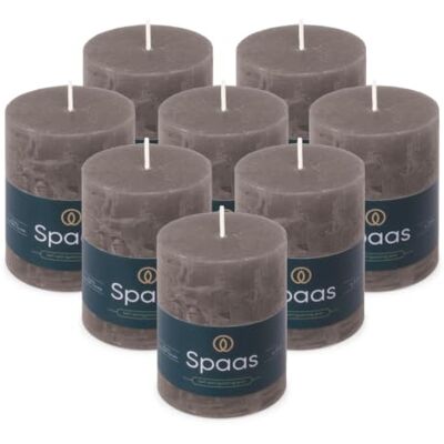Spaas 8x Rustykalna świeca filarowa 70/95 mm 35h ciemnoszara Spaas 8x Rustykalna świeca filarowa 70/95 mm 35h ciemnoszara