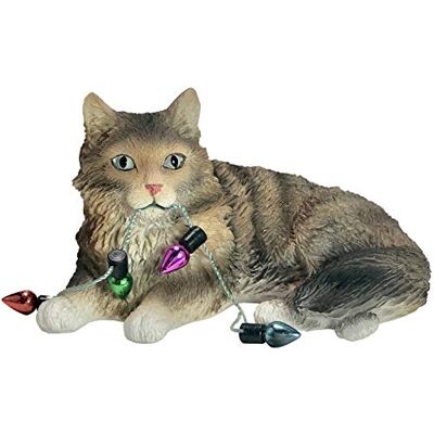 Sandicast Brązowy pręgowany kot Maine Coon ze światełkami świątecznymi ozdoba bożonarodzeniowa, wielokolorowy (XSO33901) Sandicast Brązowy pręgowany kot Maine Coon ze światełkami świątecznymi ozdoba bożonarodzeniowa, wielokolorowy (XSO33901)