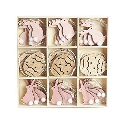 HEITMANN DECO Ozdoba wielkanocna drewniana, różowa, naturalna, różowa, 17 x 17 x 2 cm HEITMANN DECO Ozdoba wielkanocna drewniana, różowa, naturalna, różowa, 17 x 17 x 2 cm