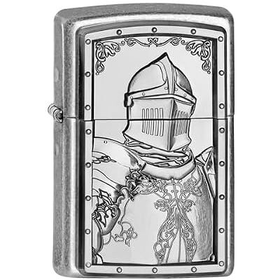 Zippo Zapalniczka Sztormowa Knight's Tale, Antyczny Srebrny, Emblemat, Wielokrotnego Użytku, Wiatroszczelny Design, Pudełko Prezentowe, Wyprodukowana w USA Zippo Zapalniczka Sztormowa Knight's Tale, Antyczny Srebrny, Emblemat, Wielokrotnego Użytku, Wiatroszczelny Design, Pudełko Prezentowe, Wyprodukowana w USA