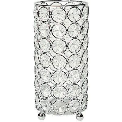 Elegant Designs HG1002-CHR Elipse kryształowy dekoracyjny wazon na kwiaty, świecznik, dekoracja ślubna, 16 cm, chrom Elegant Designs HG1002-CHR Elipse kryształowy dekoracyjny wazon na kwiaty, świecznik, dekoracja ślubna, 16 cm, chrom