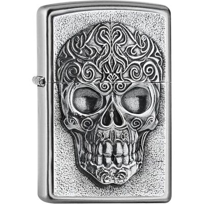Zippo Zapalniczka Sztormowa The Skull, Satynowy Chrom, Emblemat, Wielokrotnego Użytku, Wiatroszczelna Konstrukcja, Pudełko Prezentowe, Wyprodukowana w USA Zippo Zapalniczka Sztormowa The Skull, Satynowy Chrom, Emblemat, Wielokrotnego Użytku, Wiatroszczelna Konstrukcja, Pudełko Prezentowe, Wyprodukowana w USA