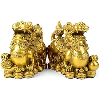 CCYMLOA Feng Shui pixiu mosiężna statuetka para pi yao rzeźba dekoracja domu złota figurka dekoracyjna przyciąga pieniądze i szczęście (8 cm dł. x 4 cm szer. x 7 cm wys.) CCYMLOA Feng Shui pixiu mosiężna statuetka para pi yao rzeźba dekoracja domu złota figurka dekoracyjna przyciąga pieniądze i szczęście (8 cm dł. x 4 cm szer. x 7 cm wys.)