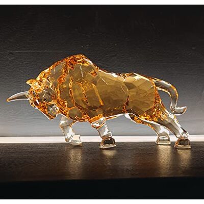 DARMOMOON FengShui Wall Street Statua byka akrylowa figurka byka rzeźba dom biuro biurko dekoracyjny ornament 20 cm L (bursztyna) DARMOMOON FengShui Wall Street Statua byka akrylowa figurka byka rzeźba dom biuro biurko dekoracyjny ornament 20 cm L (bursztyna)