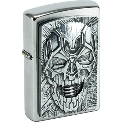 Zippo Zapalniczka Sztormowa Technic Skull Trick, Szczotkowany Chrom, Emblemat, Wielokrotnego Użytku, Wiatroszczelny Design, Pudełko Prezentowe, Wyprodukowana w USA Zippo Zapalniczka Sztormowa Technic Skull Trick, Szczotkowany Chrom, Emblemat, Wielokrotnego Użytku, Wiatroszczelny Design, Pudełko Prezentowe, Wyprodukowana w USA
