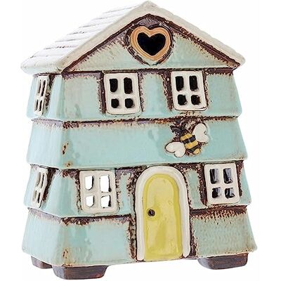 Village Pottery Beehive House Aqua Blue Tealight Holder Village Pottery Beehive House Aqua Blue Tealight Holder