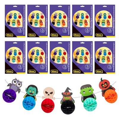 Idena 90466 Girlandy z postaciami na Halloween, 10 sztuk, ok. 3 m długości, kolorowe papierowe girlandy z upiornymi postaciami, dekoracja na Halloween Idena 90466 Girlandy z postaciami na Halloween, 10 sztuk, ok. 3 m długości, kolorowe papierowe girlandy z upiornymi postaciami, dekoracja na Halloween