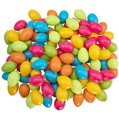 Idena 31489 zestaw jajek wielkanocnych XXL ze 100 kolorowymi plastikowymi jajkami do robienia, malowania, przyklejania i wieszania, jako ozdoba bukietów i gałązek w okresie wielkanocnym Idena 31489 zestaw jajek wielkanocnych XXL ze 100 kolorowymi plastikowymi jajkami do robienia, malowania, przyklejania i wieszania, jako ozdoba bukietów i gałązek w okresie wielkanocnym